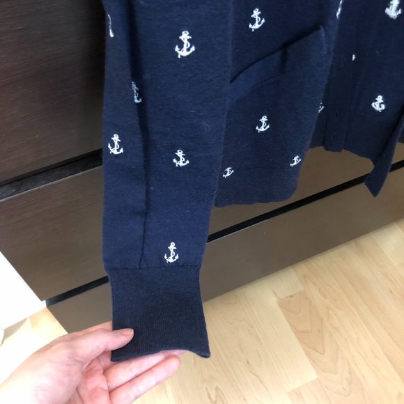 Equipment Sullivan Cardigan in Navy with Anchor Embroidery - Picture 4 of 8